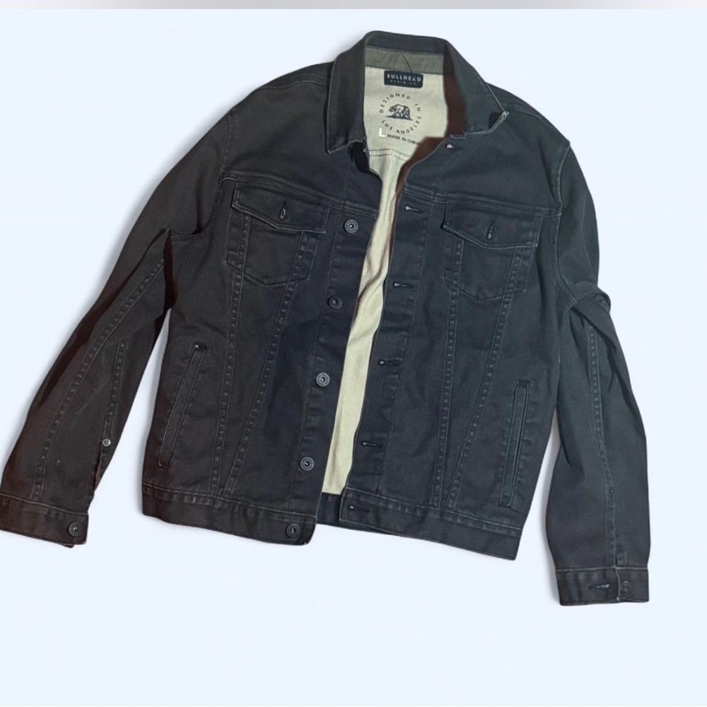 Fullhead Denim Co. Black Denim Trucker Jacket - Size Large - Picture 2 of 4